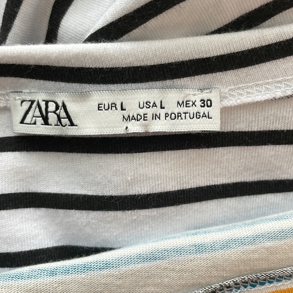 Zara Striped Fringe Short Sleeve T-Shirt. Size Large. - Picture 10 of 12